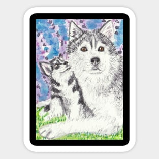 Husky dog art Sticker